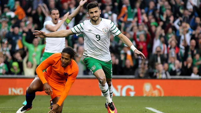 Shane Long opens the scoring against the Netherlands