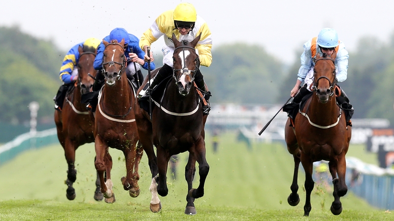 Dougie Costello and Quiet Reflection pull clear to win the Sandy Lane Stakes