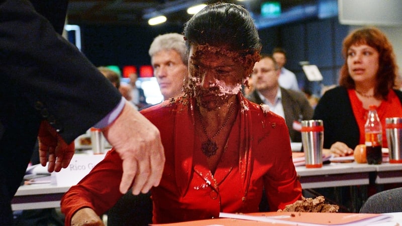 Sahra Wagenknecht is the second German politician to be attacked with a dessert this year over her position on asylum-seekers