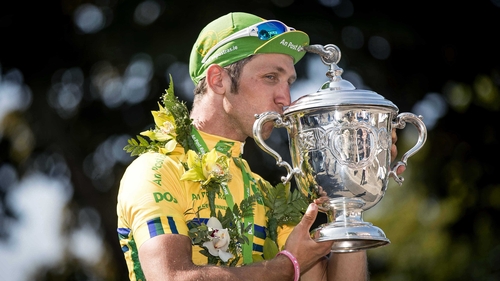 Clemens Frankhauser celbrates his victory in An Post Rás