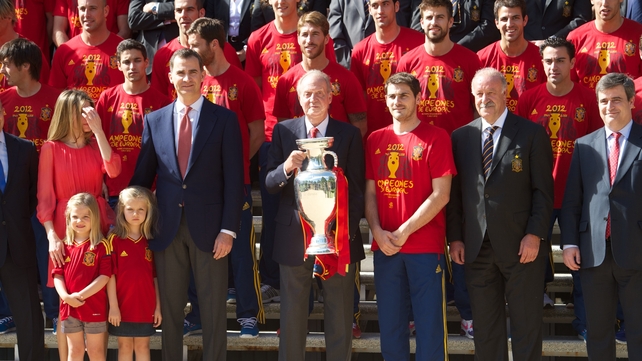 2012 - King Juan Carlos and the Spanish team after their triumph