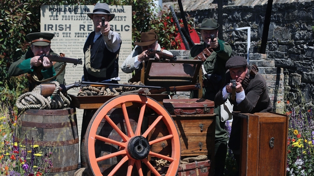 Re-enactors from the Ashbourne re-enactment group in the Bullets and Boiled sweets 1916 garden take part in the festival