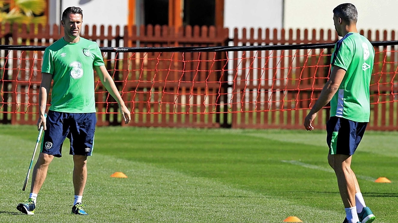 Robbie Keane and Jon Walters pictured at training during the week