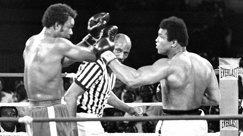 Muhammad Ali comes out fighting against George Foreman during the 'Rumble in the Jungle'