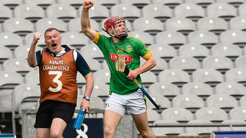 Meath's Sean Quigley celebrates scoring the final score of the game