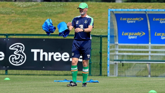 Roy Keane looks on as the team train