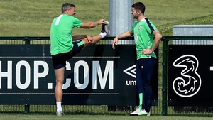 But Jonathan Walters (L) and Robbie Brady sat out training. Walters is dealing with a knee problem