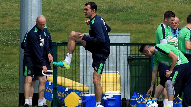 John O'Shea limbers up