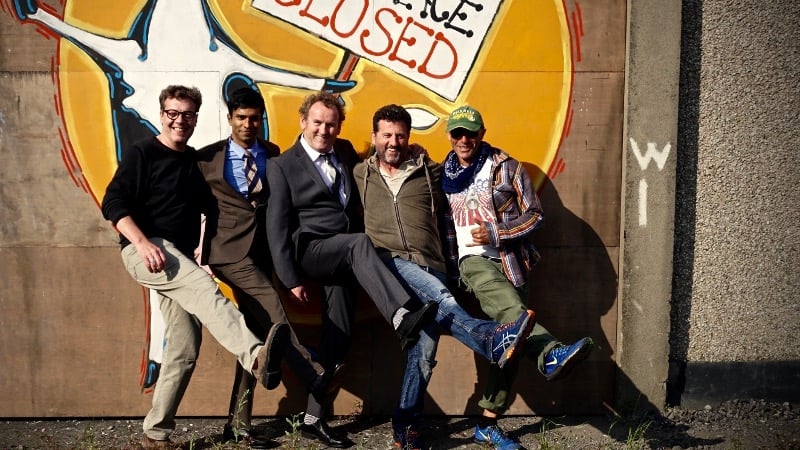 L-R: Hermann Florin (producer), Nikesh Patel, Colm Meaney, Conor Mc Dermottroe (writer-director), and Mel Griffith (director of photography)