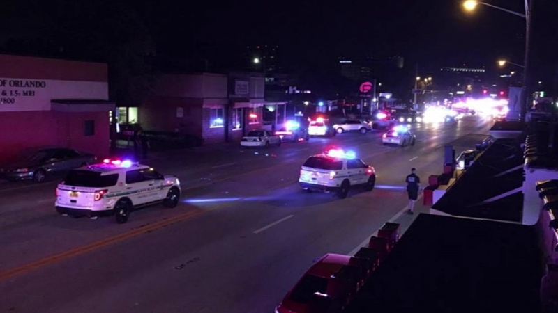 Police and emergency services at the scene of the shooting early this morning