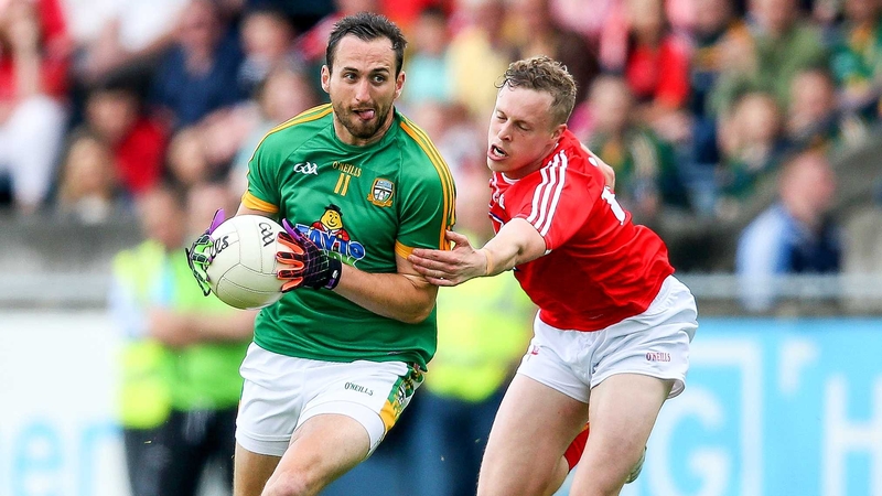 Meath's Graham Reily with Jim McEneaney of Louth