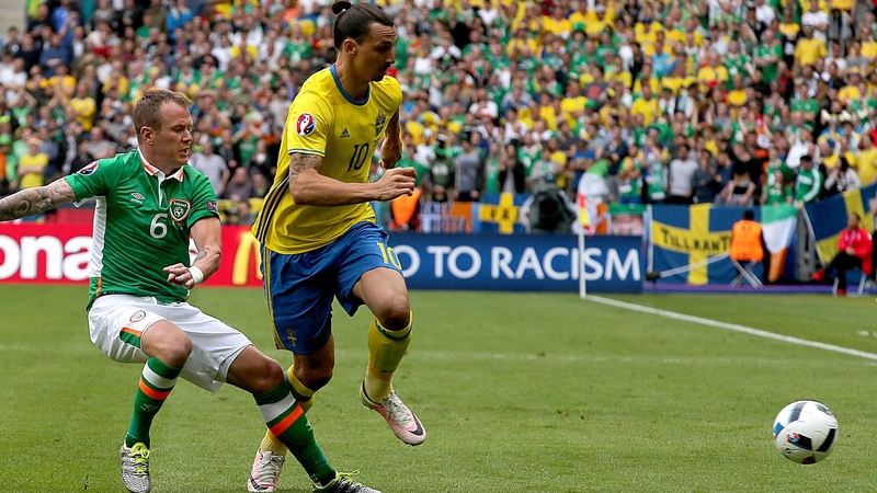 Zlatan Ibrahimovic in action for his country against Ireland at Euro 2016