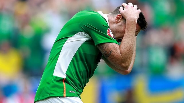 Ciaran Clarke reacts to a missed chance for Ireland