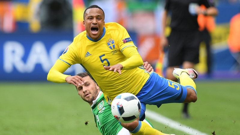 Martin Olsson in action against the Republic of Ireland