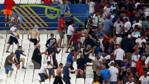 Russia fans attack England supporters at the end of their 1-1 draw in Marseille