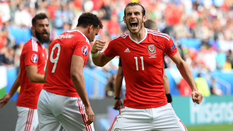 Gareth Bale celebrates his goal against Slovakia