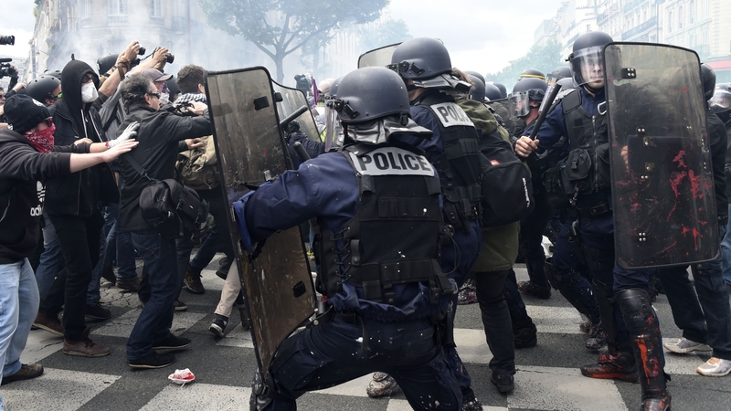 Police clashed with protesters during rally over labour reform