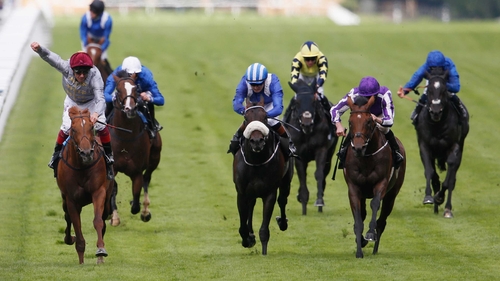 Frankie Dettori punches the air as Galileo Gold returns to winning ways