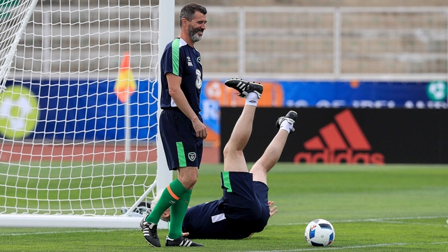 Roy Keane raises a smile in training