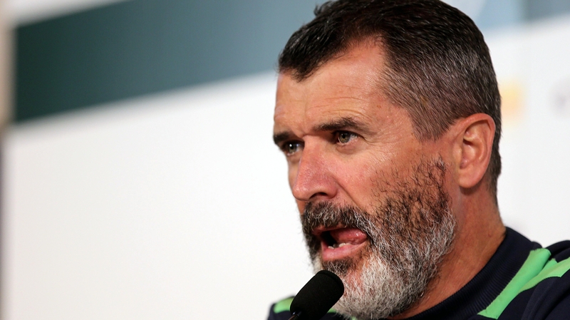 Roy Keane listens intently to a question at a media conference at Ireland's Euro 2016 base in Versailles