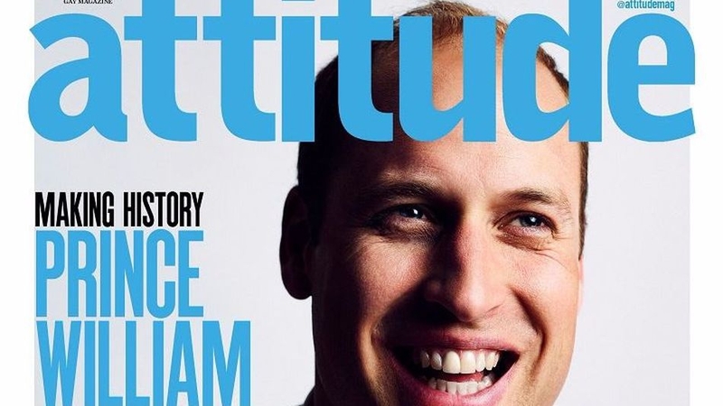 Prince William becomes the first member of the British royal family to appear on the cover of a gay magazine