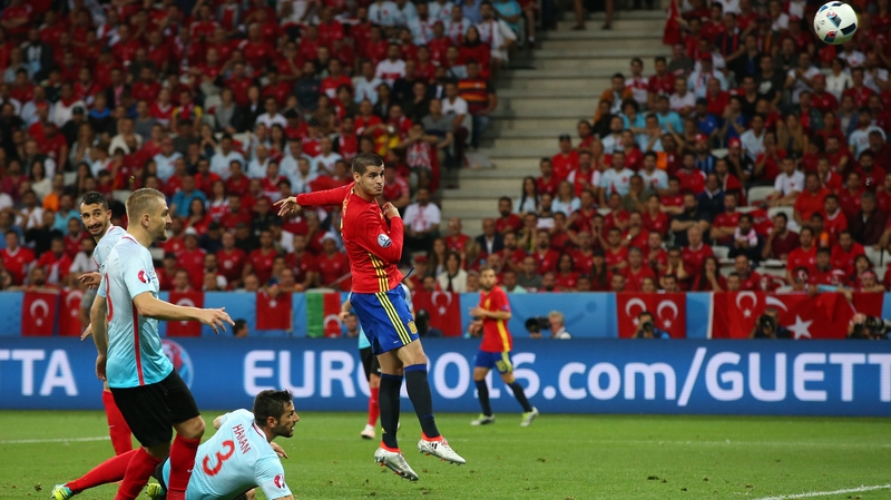 Alvaro Morato scored twice for Spain in their Euro 2016 clash with Turkey