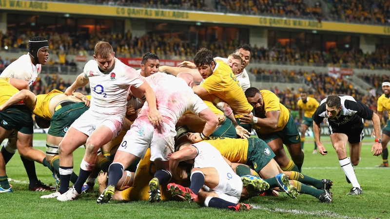 Australian captain Stephen Moore crosses for his side's only try