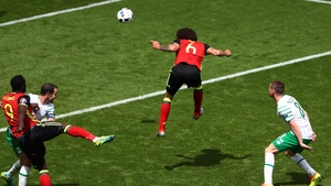 Some careless marking gave Axel Witsel a free header to double Belgium's lead