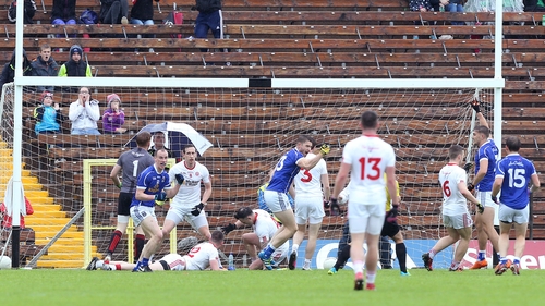 David Givney celebrates scoring the first of his two goals for Cavan