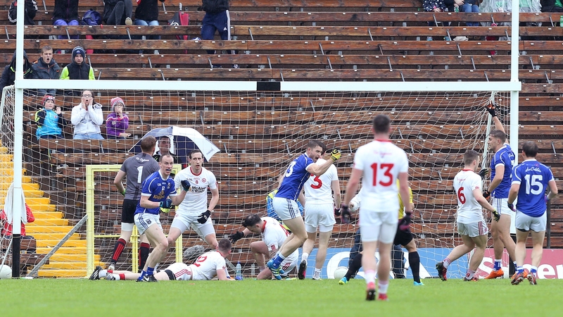 David Givney celebrates scoring the first of his two goals for Cavan