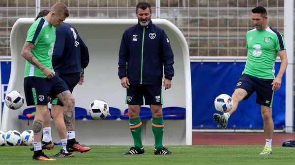 Republic of Ireland assistant Manager Roy Keane at training today