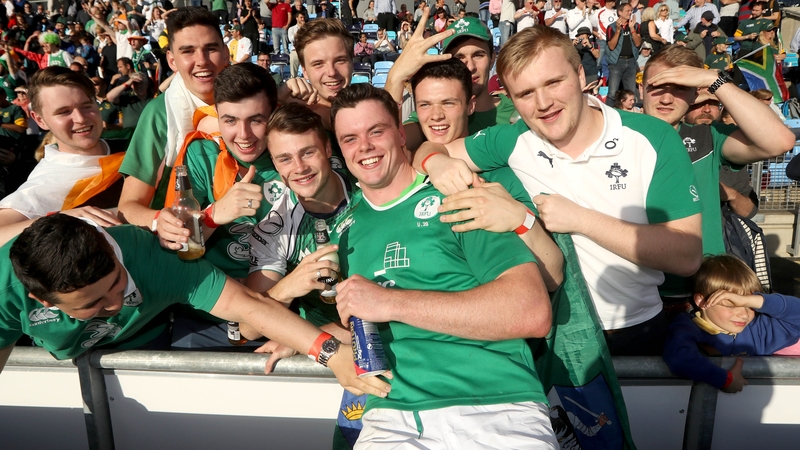 Ireland captain James Ryan celebrates with the travelling support