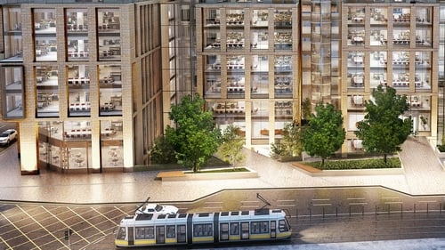 A computer generated image of the proposed building at Harcourt Square as per planning application