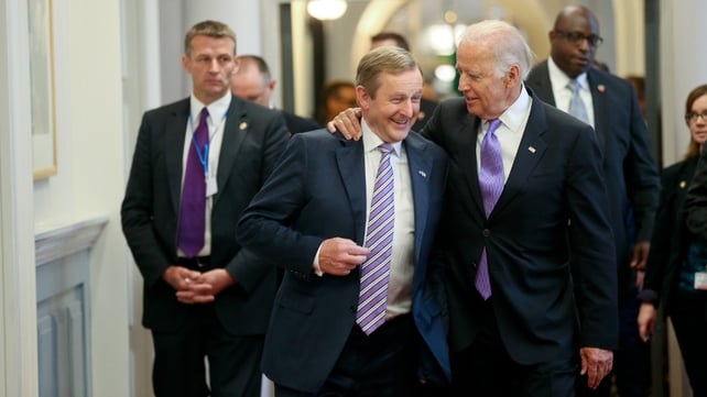 Enda Kenny and Joe Biden at the Taoiseach's office shortly after the vice-president's arrival on Tuesday