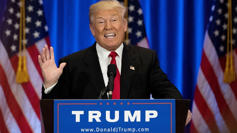 Donald Trump gave his speech at Trump SoHo, his five-star hotel in Manhattan