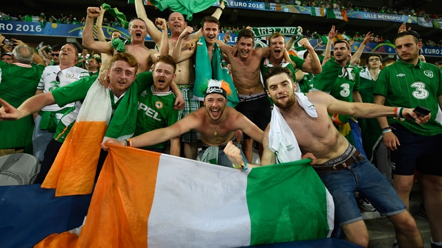 Ireland fans celebrate a famous win