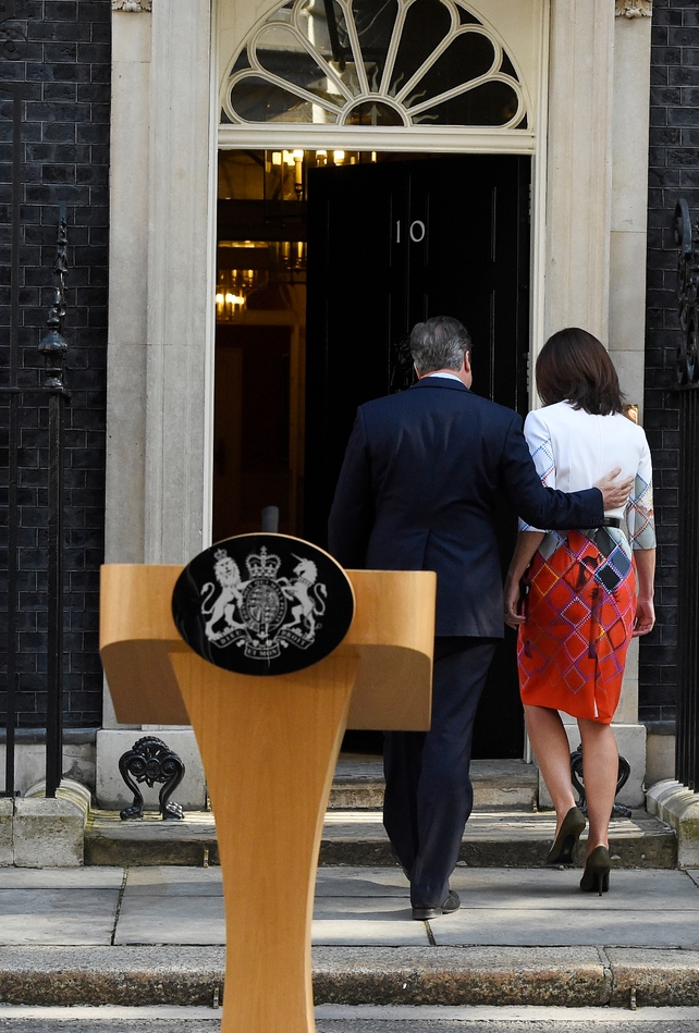 Mr Cameron and his wife Samantha return to No. 10 Downing Street, after the PM announced his resignation