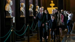 Joe Biden in the Long Room Library, Trinity College, Dublin along with members of his famil