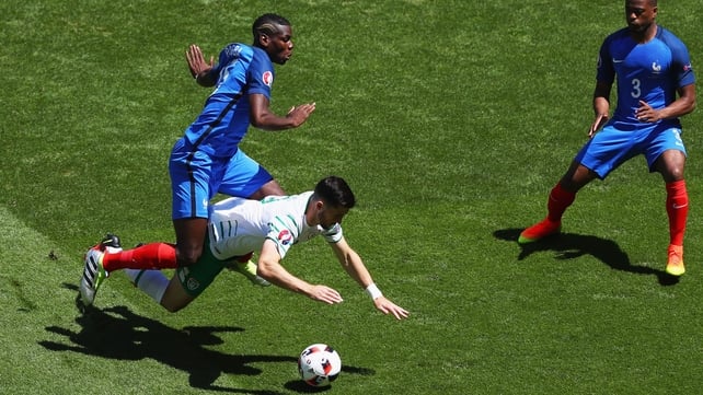 But after just one minute, Paul Pogba fouled Shane Long in the box...