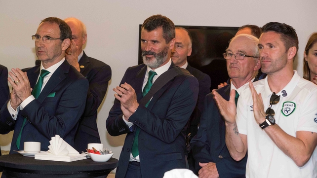 Manager Martin O'Neill, Assistant Manager Roy Keane and Robbie Keane