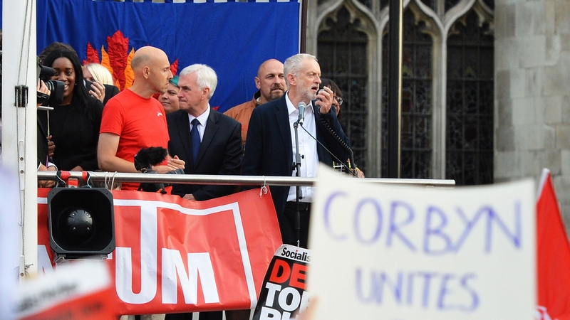 Jeremy Corbyn addressed the crowds from the top of a fire engine