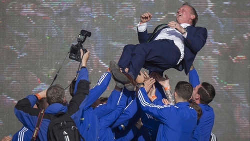 Michael O'Neill gets the bumps in Belfast