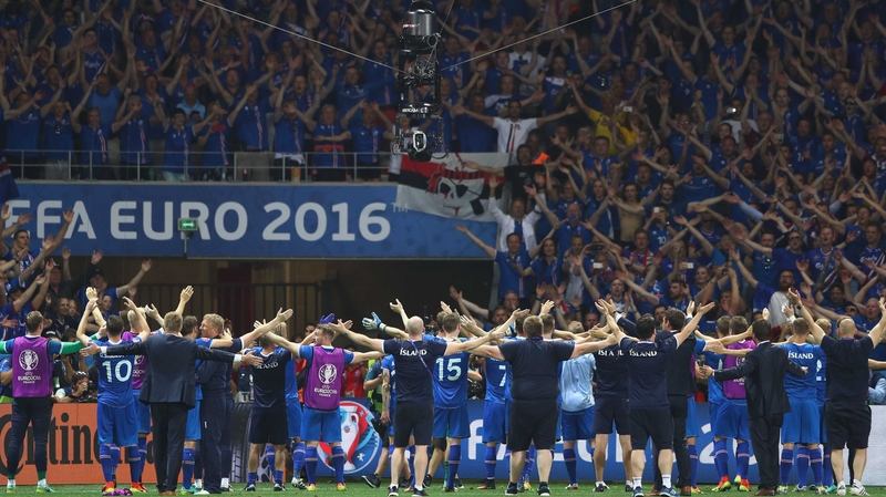 Iceland celebrate their famous victory against England