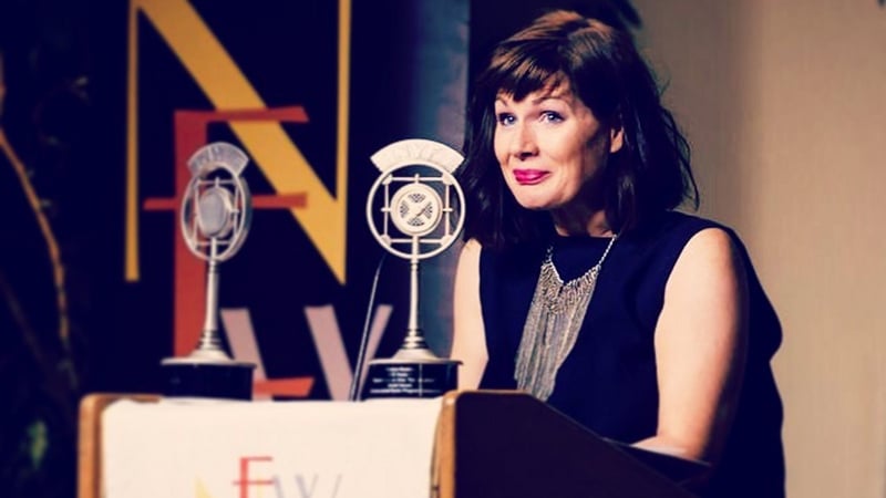 Sheena Madden picking up her awards in New York