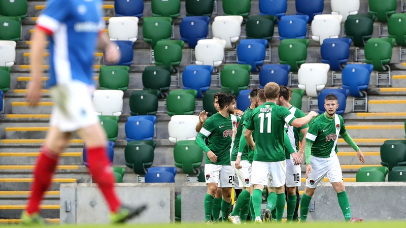 City's Sean Maguire celebrates scoring his penalty