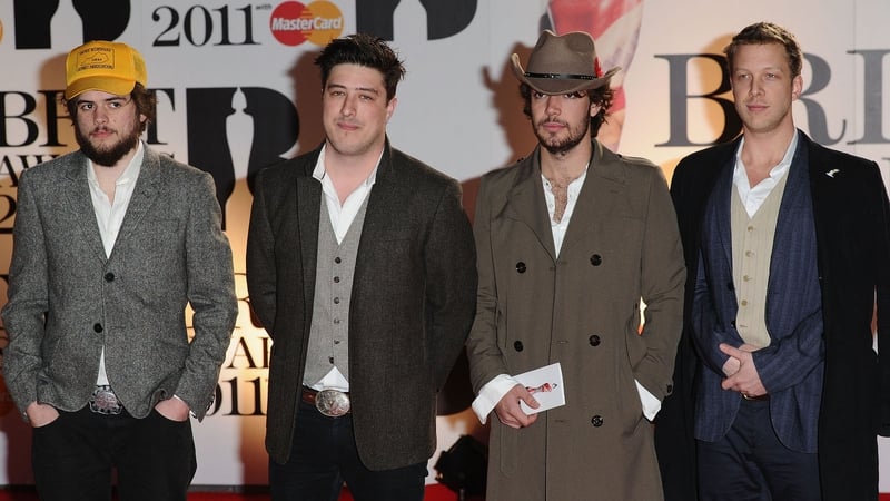 Ted Dwane, Ben Lovett, Marcus Mumford and Winston Marshall of Mumford and Sons
