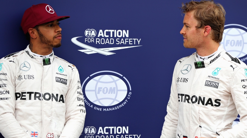 Lewis Hamilton (L) and Nico Rosberg