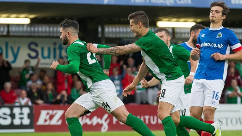 Cork's Sean Maguire celebrates opening the scoring
