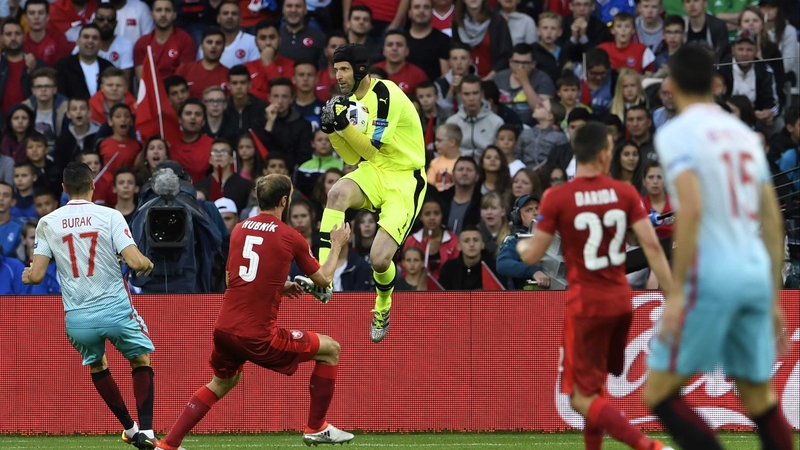 Petr Cech in Euro 2016 action against Turkey