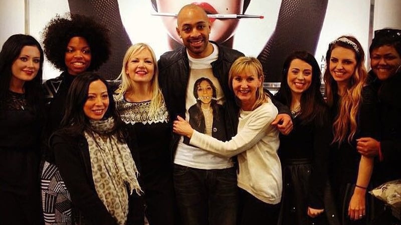 Beyoncé's makeup artist Sir John in Makeup Forever in Dublin in 2014